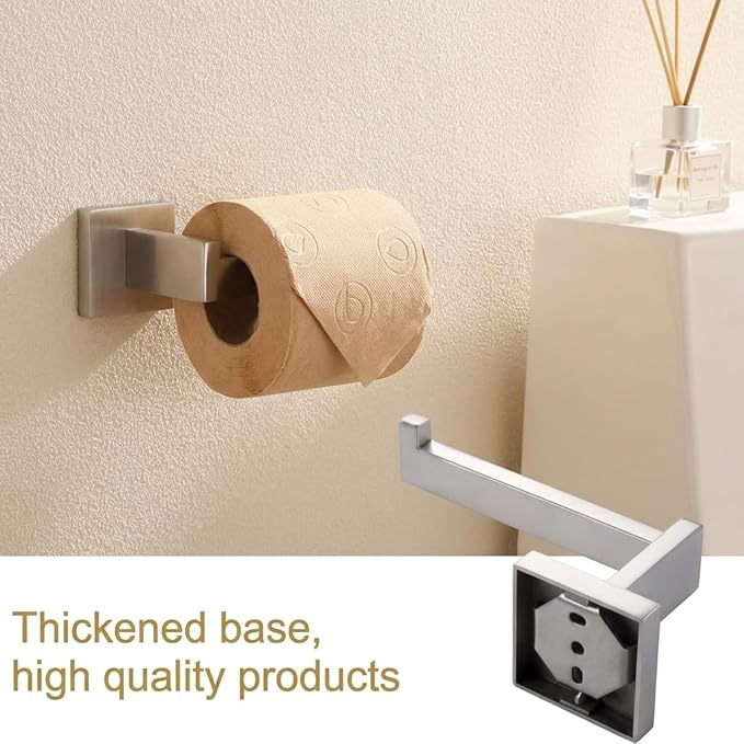 Brushed Nickel Bathroom Hardware Set, 5-Piece Premium SUS304 Stainless Steel Bath Accessories, 23.6 Inch Towel Bar Rack, Heavy Duty Square Fixtures for Modern Home