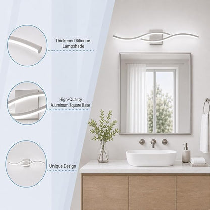 Modern Vanity Lights Dimmable Bathroom Light Fixtures Over Mirror Bathroom LED Vanity Light for Bathroom Living Room (Brushed Nickel,39.37Inch,5500K)