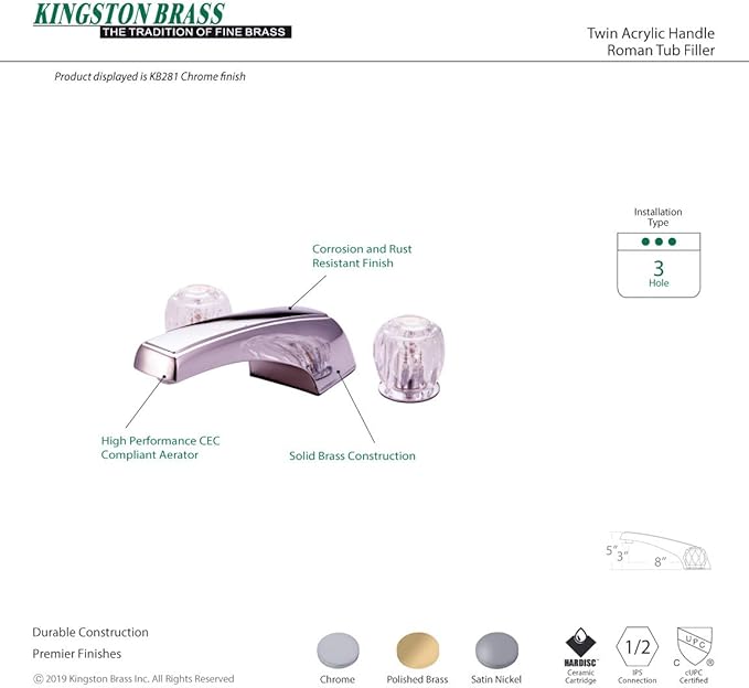 Kingston Brass KB282 Americana Roman Tub Filler, Polished Brass