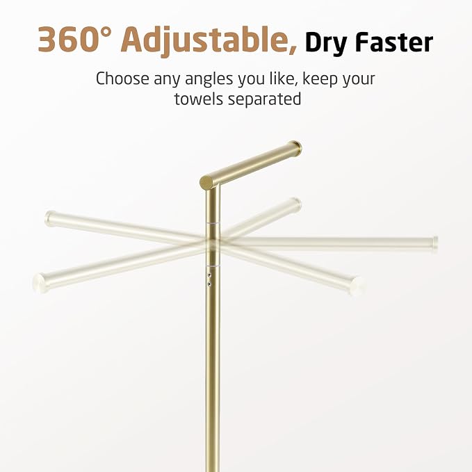 KES Gold Hand Towel Holder Stand, Marble Base, Countertop Swivel Towel Rack | Fits 2 Towels, Kithcen, Bathroom, Free Standing Design, 18/8 Stainless Steel Brushed Gold, BTH233-BZ