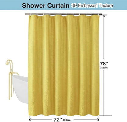 Aiyufeng Moga Lemon Yellow Shower Curtain - 3D Embossed Cloth Shower Curtain for Bathroom, Hotel Luxury Yellow Bathroom Curtains, Machine Washable, Standard Size 72Wx78H