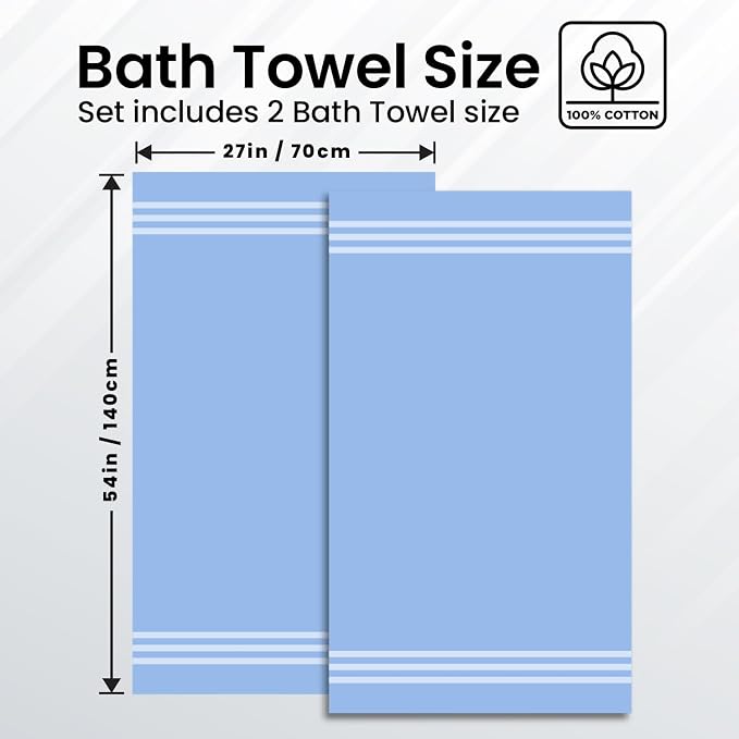 Infinitee Xclusives 100% Ring-Spun Cotton Bath Towels for Bathroom - Pack 2 | Luxury Super Soft, Absorbent & Quick-Drying |27x54 inches| Large Bathroom Towels Set |600 GSM| Gym, Shower, Spa & Hotel Use