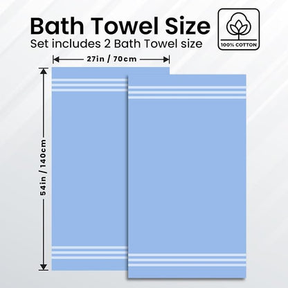 Infinitee Xclusives 100% Ring-Spun Cotton Bath Towels for Bathroom - Pack 2 | Luxury Super Soft, Absorbent & Quick-Drying |27x54 inches| Large Bathroom Towels Set |600 GSM| Gym, Shower, Spa & Hotel Use