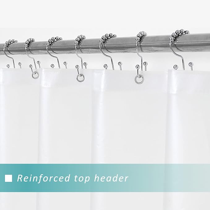 36x72 Stall Size Shower Curtain Liner Frost | 3 Bottom Magnets,7 Rustproof Grommets,Water Proof Heavy Duty PEVA,36W x 72H for Small Bathroom or Shower Stall