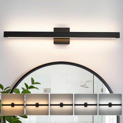 32 Inch Modern Bathroom Vanity Light - 26W Dimmable 5CCT LED Bathroom Light Fixture Over Mirror with Up & Down Lighting Black Bath Vanity Lights for Bathroom Restroom Bedroom