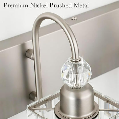 Ralbay Crystal Vanity Light for Bathroom Brushed Nickel Modern 6 Light Bathroom Lighting Fixtures Over Mirror