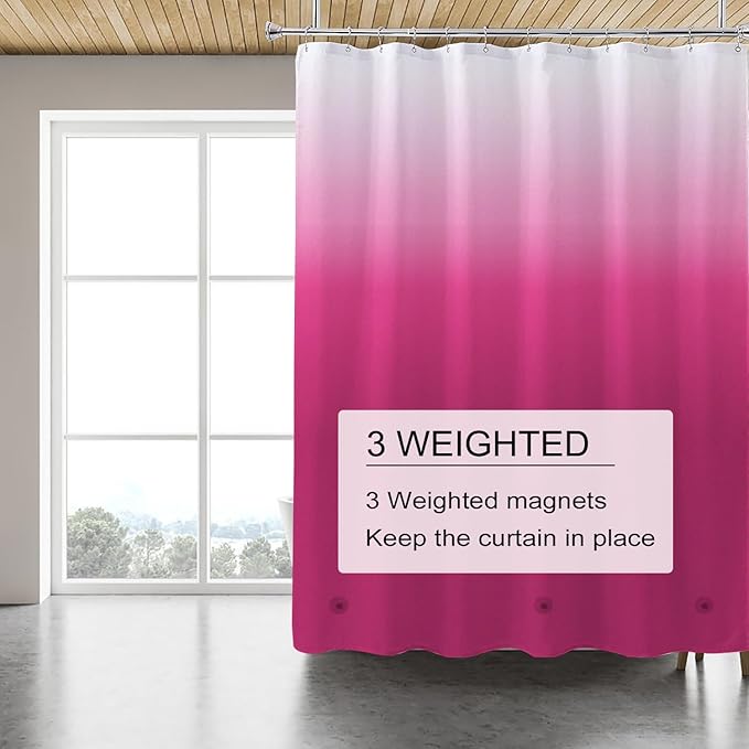 Red Shower Curtain Liner, 4G PEVA Shower Liner, Plastic Peva Waterproof Shower Curtains, 72x72 inch with Grommet Holes 3 Magnetic Weights