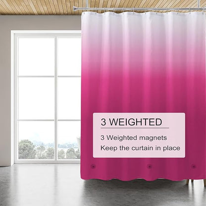 Red Shower Curtain Liner, 4G PEVA Shower Liner, Plastic Peva Waterproof Shower Curtains, 72x72 inch with Grommet Holes 3 Magnetic Weights