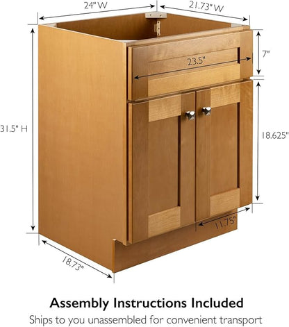 Design House Brookings Bathroom Vanity, 24", Modern Birch | Adjustable Hinges, Freestanding, Contemporary/Modern, Wood, Bath, 587113