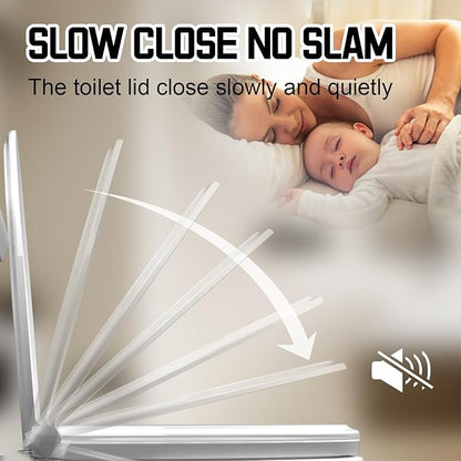 Premium Heavy-Duty Elongated (Oval) Toilet Seat (Oblong 18.5″), Soft Close & Silent, Metal Hinges, Quick-Attach Installation, Durable, Easy-Clean, White