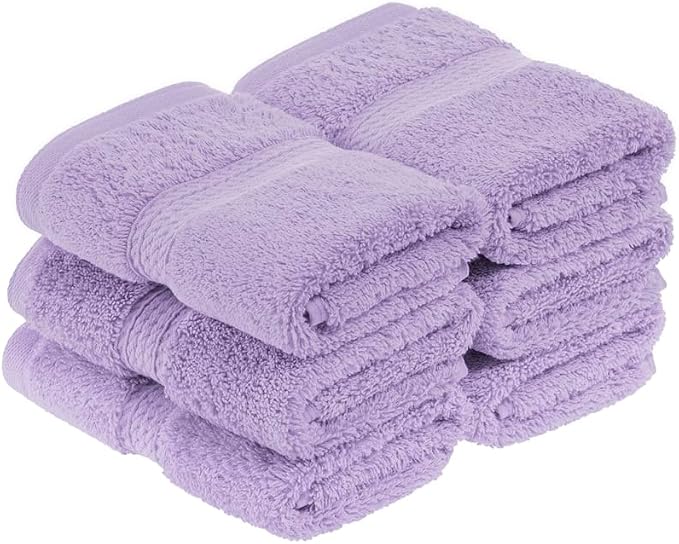 Superior Egyptian Cotton Plush & Absorbent, Face Towel Set of 6, Purple | Quick Dry, Soft Luxury Towel Set, Bath Essentials for Bathroom, Guest Bath, Spa, 2 Piece Face, Madeline Towels