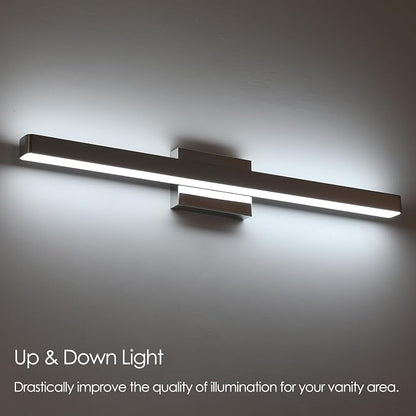 LED Modern Bathroom Vanity Light Fixtures (32-Inch, Cool White 6000K), Modern Acrylic Bathroom Wall Lighting Fixtures for Bathroom Over Mirror, Chrome