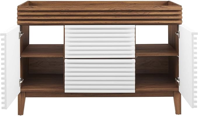 Modway Render 48" Single Sink Compatible (Not Included) Bathroom Vanity Cabinet in White Walnut