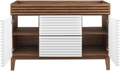 Modway Render 48" Single Sink Compatible (Not Included) Bathroom Vanity Cabinet in White Walnut