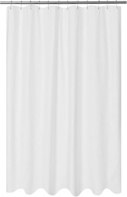 Embossed Microfiber Shower Curtain Liner 71 x 84, White | Extra Long, Machine Washable, Bottom Magnets, Water Repellent, 71x84 inches Soft Fabric Shower Curtain for Bathroom