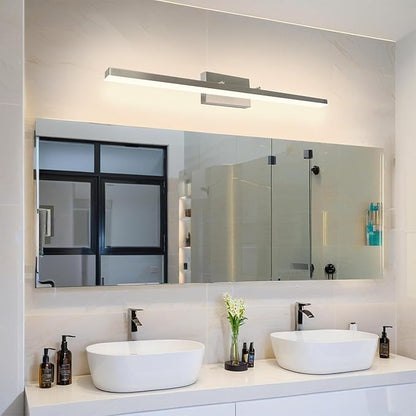36-Inch Modern LED Bathroom Lights Fixtures, Dimmable 36W 3000K Warm White Makeup Vanity Lighting, Brushed Nickel Vanity Light, Adjustable Bathroom Light Bar Over Mirror