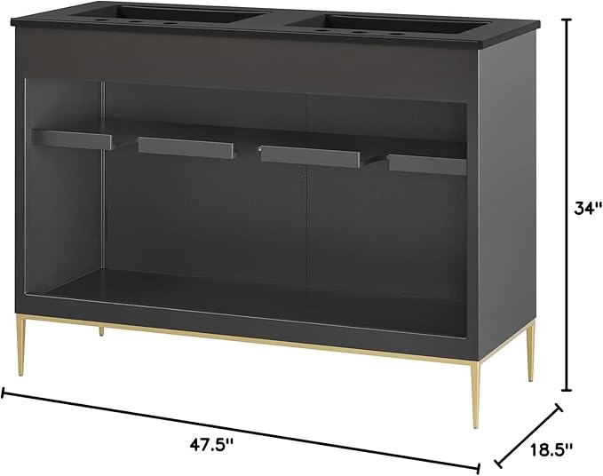 Modway Awaken Bathroom Vanity Cabinet, 48", Black Black