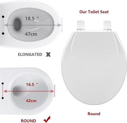 Potty Training Seat Built-In Toilet Seat, Round Toilet Seat 17 Inch with Baby Seat, 2 In 1 Soft Close Quiet No Slapping, Magnetic Absorption, Easy Installation for Bottom Fixing Toilet