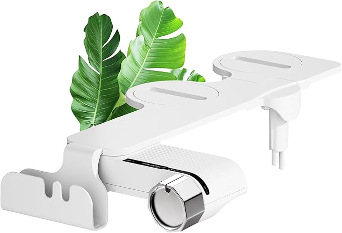 Bidet Attachment for Toilet with Phone Holder and Hook,Non-Electric Self-Cleaning Dual Retractable Nozzles,Adjustable Water Pressure for Rear and Feminine Wash