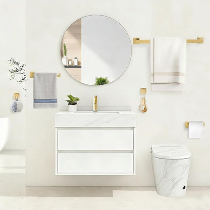 TURS Brushed Gold 10-Piece Bathroom Hardware Set Towel Bar Set SUS304 Stainless Steel Towel Racks for Bathroom Wall Mounted, 23.6-Inch