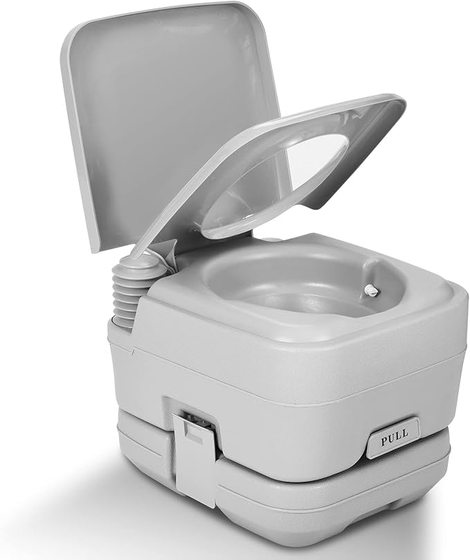 YITAHOME Portable Toilet, Camping Travel RV Potty, 2.6 Gallon Detachable Waste Tank, Double Water Spouts, Portable Toilet for Camping, Hiking, Hunting, Boating, Gray