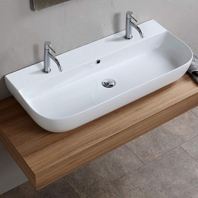 Scarabeo 1813B-Two Hole Bathroom Sink, One Size, White