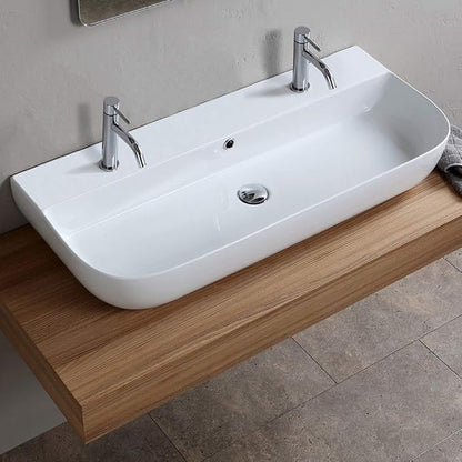 Scarabeo 1813B-Two Hole Bathroom Sink, One Size, White