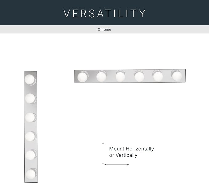Kichler 6-Light Bathroom Vanity Light, Chrome | Linear bath bar vanity light for bathroom mirrors (36" x 4.25" x 2"), 626CH