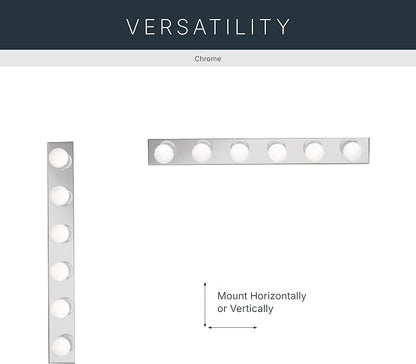 Kichler 6-Light Bathroom Vanity Light, Chrome | Linear bath bar vanity light for bathroom mirrors (36" x 4.25" x 2"), 626CH