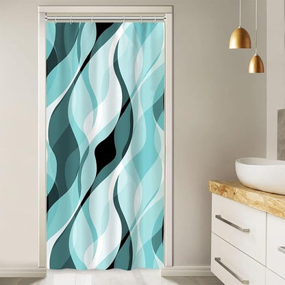 Stall Shower Curtain, Small Teal Shower Curtain Set for Bathroom Waterproof Turquoise Shower Curtain Set with Hooks, 36x72 Inch