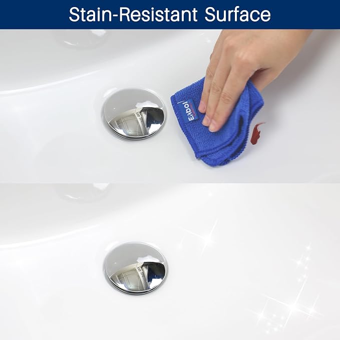 Enbol Undermount Bathroom Sink Rectangle 18x13 Inch White Ceramic Vessel Sink Under Counter Lavatory Vanity Vessel Sink with Overflow ECU1611