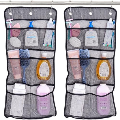 S&T INC. Shower Organizer and Caddy, 2 Pack, 14" x 30", Black