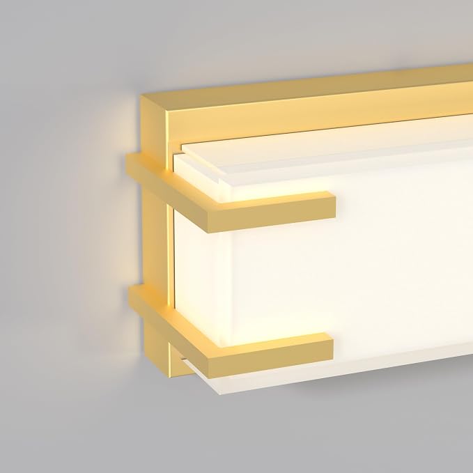 LED Bathroom Light Fixtures Over Mirror 24.4” Vanity Light with Milky White Lampshade 4000K Daylight Gold Bath Bar (Gold)