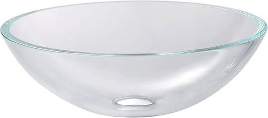 Kraus GV-100-SN Crystal Clear Glass Vessel Sink with PU-MR, Satin Nickel