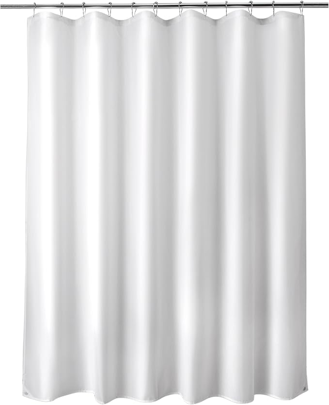 Titanker Extra Long Shower Curtain Liner Washable, 72 x 84 Inches, White Shower Liner Fabric with 2 Magnets, Waterproof Bathroom Long Shower Liner Polyester Soft Lightweight, White