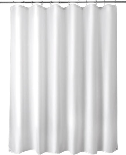 Titanker Extra Long Shower Curtain Liner Washable, 72 x 84 Inches, White Shower Liner Fabric with 2 Magnets, Waterproof Bathroom Long Shower Liner Polyester Soft Lightweight, White