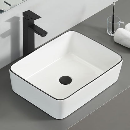 32'' Bathroom Vanity with Sink, Modern Bathroom Cabinet, Black | 2 Soft-Close Cabinet Doors, 4 Drawers, 2-Tier Inner Shelf, Freestanding Large Storage Cabinet, White Ceramic Sink