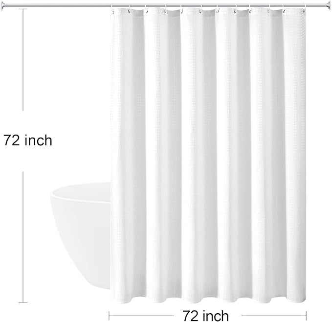 230GSM White Shower Curtain, 72 X 72 | 230GSM Fabric Shower Curtain for Bathroom - Soft Cloth & Hotel Spa Luxury, Water Repellent, Machine Washable