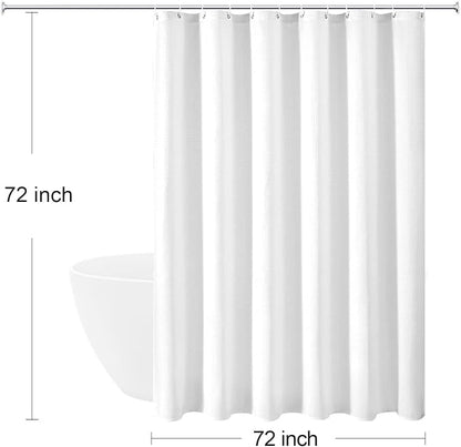230GSM White Shower Curtain, 72 X 72 | 230GSM Fabric Shower Curtain for Bathroom - Soft Cloth & Hotel Spa Luxury, Water Repellent, Machine Washable