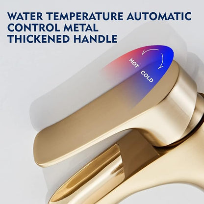 Brushed Gold Bathroom Faucet Yundoom Waterfall Single Hole Single Handle Bathroom Sink Faucet with Pop Up Drain bath05