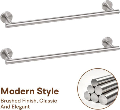 16 Inch Brushed Nickel Bathroom Towel Bar, 2 Pieces Towel Racks for Bathroom SUS304 Thicken Stainless Steel Towel Holder