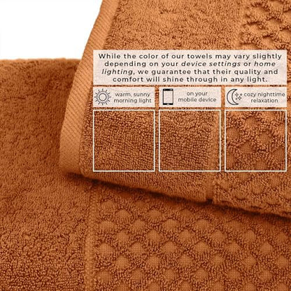 Great Bay Home Bath Towels - 100% Cotton 6 Piece Towel Set - Diamond Waffle Weave - Absorbent, Durable, Quick-Dry Towels for Bathroom (Copper)