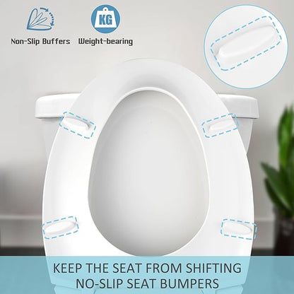 SS114 Toilet Seat Replacement Compatible with TOTO, Elongated Soft Close Toilet Seat for SS113/SS154/SS204/SS214/SS224, Transitional Heavy Duty Oval Toilet Seats, 2-Pack Toilet Bolts and Nuts, White