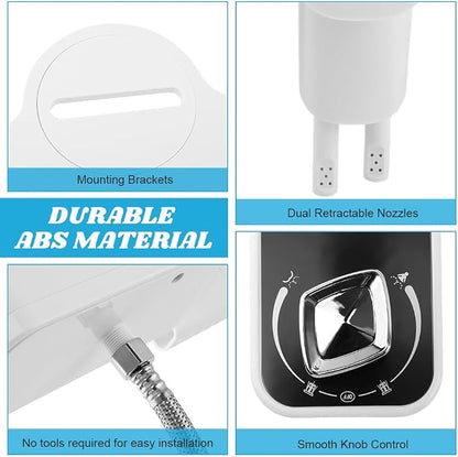 Bidet Attachment for Toilet with Filters, Non-Electric Self Cleaning Dual Nozzle for Bidet Toilet Seat, Adjustable Water Pressure Nozzle(COLOR:white)