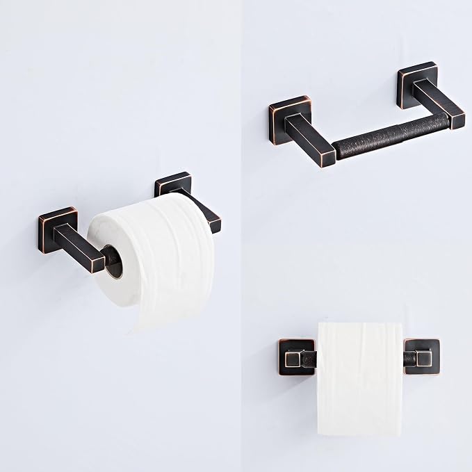 Bathroom Hardware Set 4 Pieces,Oil Rubbed Bronze Bathroom Accessories Set Stainless Steel Wall Mounted, Hand Towel Bar, Towel Ring, Robe Towel Hooks,Toilet Paper Holder,Towel Bar Set, 23.6 Inch