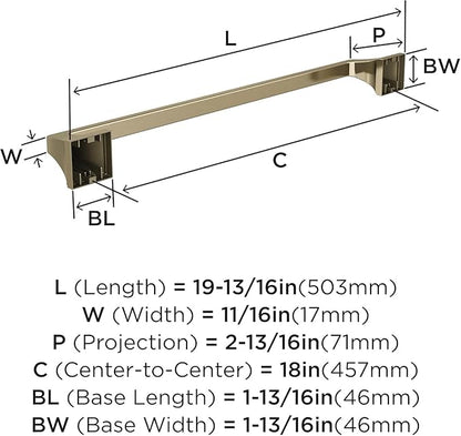 Amerock BH36023BBZ | Golden Champagne Towel Bar | 18 in (457 mm) Towel Rack | Mulholland | Bathroom Towel Holder | Bathroom Hardware | Bath Accessories
