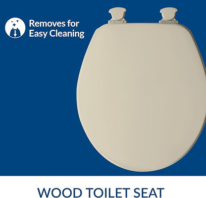 CHURCH 540EC 006 Toilet Seat with Easy Clean & Change Hinge, ROUND, Durable Enameled Wood, Bone (Pack of 2)