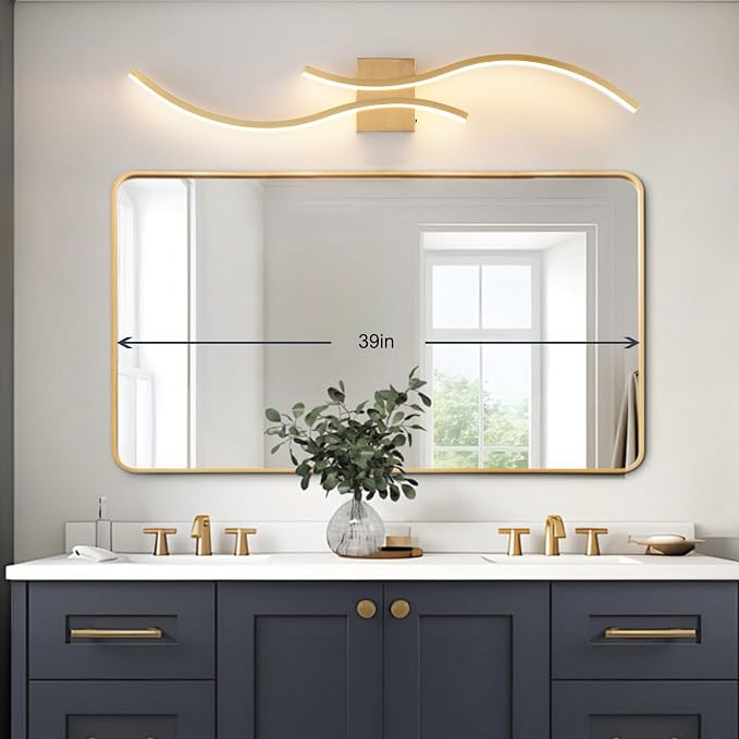 Gold Bathroom Vanity Light Fixture, 39in 5CCT Dimmable Modern Led Bathroom Light Fixtures Over Mirror, LED Vanity Lighting Bar for Bathrooms (Gold, 39inch)