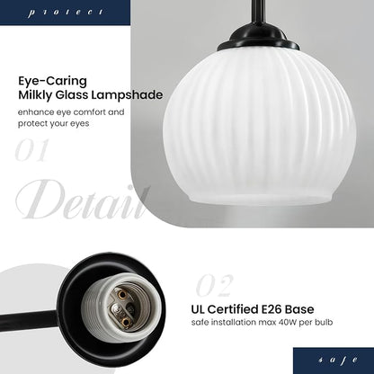 RUIYEY Bathroom Vanity Light Fixtures: 3-Light Lantern Black Vanity Lights for Bathroom Over Mirror, Farmhouse Wall Sconce Lighting with Frosted Milky Glass for Kitchen (Exclude Bulb)