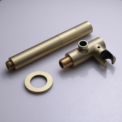Brushed Gold Shower Head 2 in 1 Function High Pressure 7 inch Hand Held Shower Head Dual Modes High Flow Shower Wand with 59 inch Hose and Shower Bracket